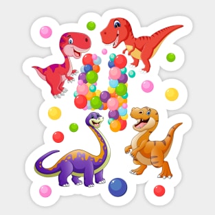 4th Birthday  Dinosaurs and bubbles Sticker